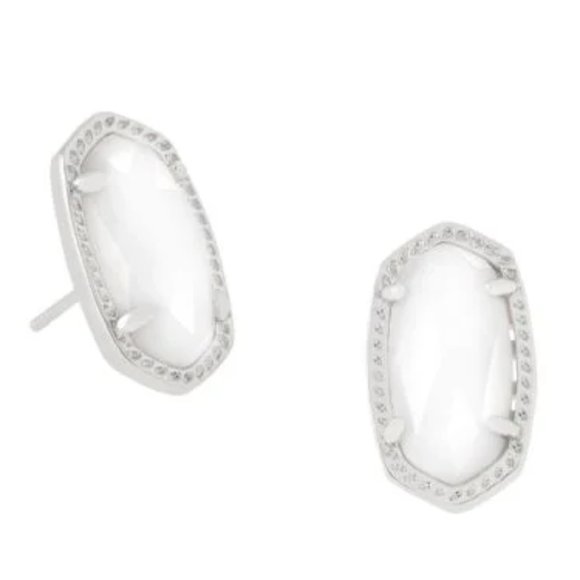 Kendra Scott Jewelry - NWT Kendra Scott Ellie Stud Earrings White Silver Ivory